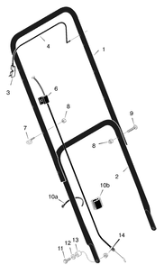 Handle Assembly Diagram and Parts List for 20104C 2001 Briggs and Stratton Lawn Mower